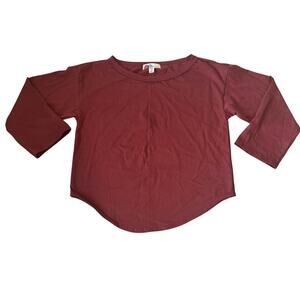 Free People Beach Red Burgundy Medium Slouchy Relaxed Oversized Long Sleeve NWOT